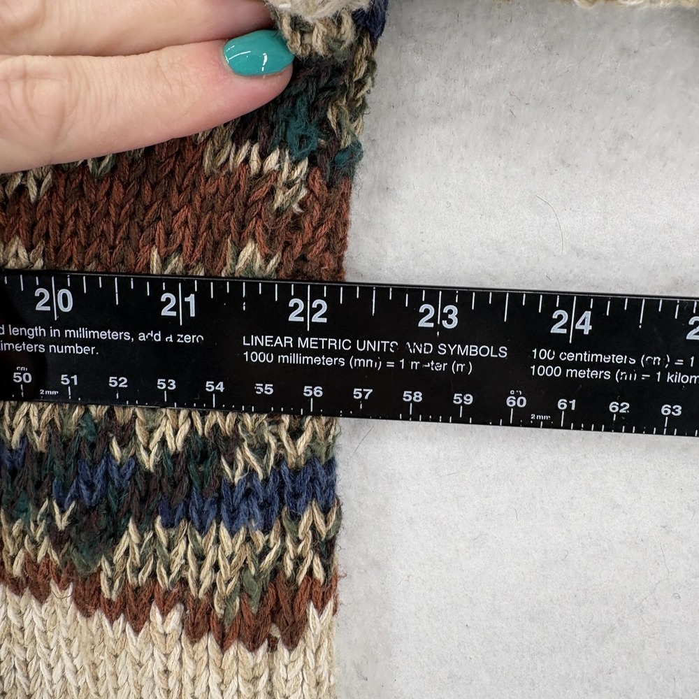 Vintage St Johns Bay Sweater Mens Large Beige Ramie Cotton Linen Geometric 90s - Picture 7 of 11